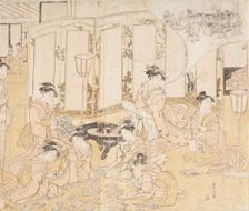 Women Playing Hyakunin Isshu Card Game (image 1 of 2), between c1794 and c1795. Creator: Utagawa Toyokuni I