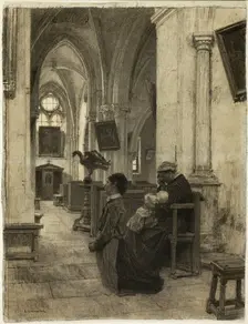 Women Praying in Church, 1875/1885. Creator: Leon-Augustin Lhermitte