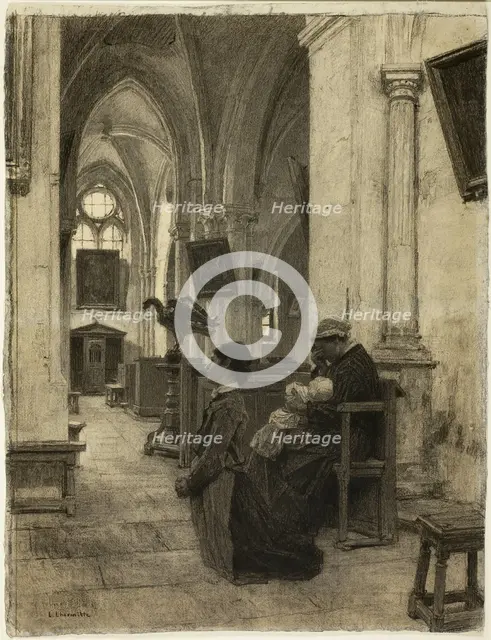 Women Praying in Church, 1875/1885. Creator: Leon-Augustin Lhermitte.