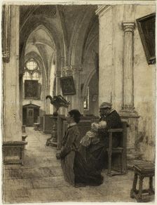 Women Praying in Church, 1875/1885. Creator: Leon-Augustin Lhermitte