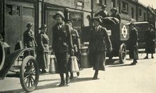 Women reservists delivering milk to a hospital, First World War, c1914-1918, (c1920). Creator: Unknown