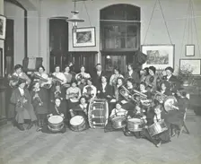 Women's brass band, Cosway Street Evening Institute for Women, London, 1914