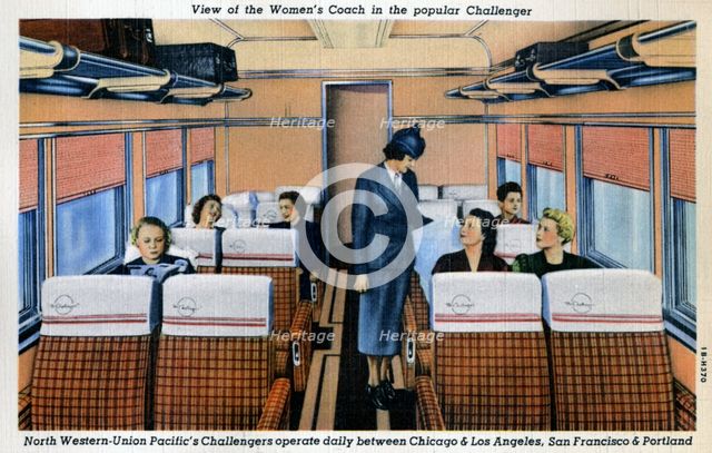 Women's coach on the North Western Union Pacific's popular 'Challenger' train, USA, 1941. Artist: Unknown
