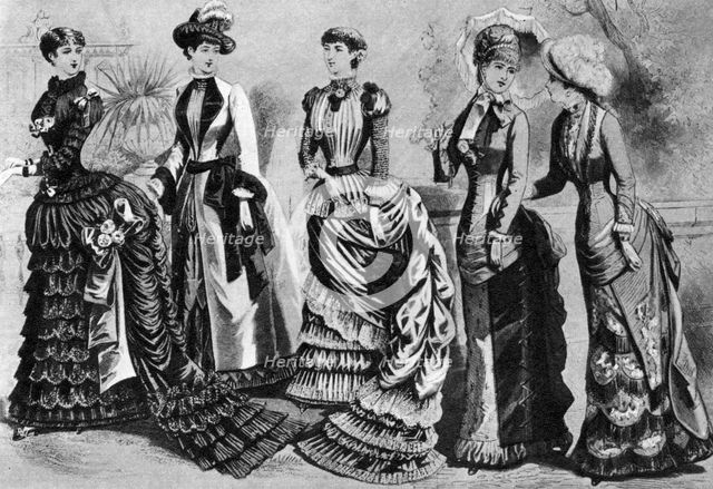Women's fashion of the 1880s and 1890s, 1937. Artist: Unknown
