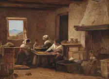 Women Working in the Kitchen of a Farmhouse near Olevano, Italy, 1845-1848. Creator: Wilhelm Marstrand