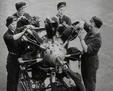 Women Working on an Aeroplane Engine, 1942. Creator: British Pathe Ltd