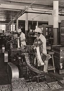 Women work on foiling machines, Rowntree factory, York, Yorkshire, 1933