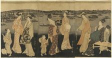 Women watching fireworks at Sumida River, Japan, c. 1795/96. Creator: Kitagawa Utamaro