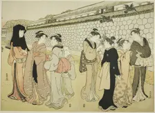 Women Walking by a Moat, 1780s. Creator: Katsukawa Shuncho