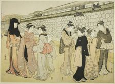 Women Walking by a Moat, 1780s. Creator: Katsukawa Shuncho