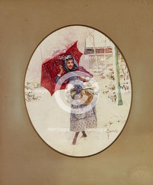 Women walk through the snow, c. 1900. Artist: Solomko, Sergei Sergeyevich (1867-1928)