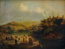 Women Washing Clothes in a Welsh Stream 1790. Artist: Julius Caesar Ibbetson