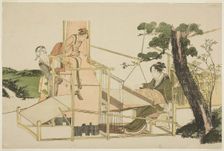 Women weaving on a loom, Japan, late 1810s and/or early 1820s. Creator: Hokusai