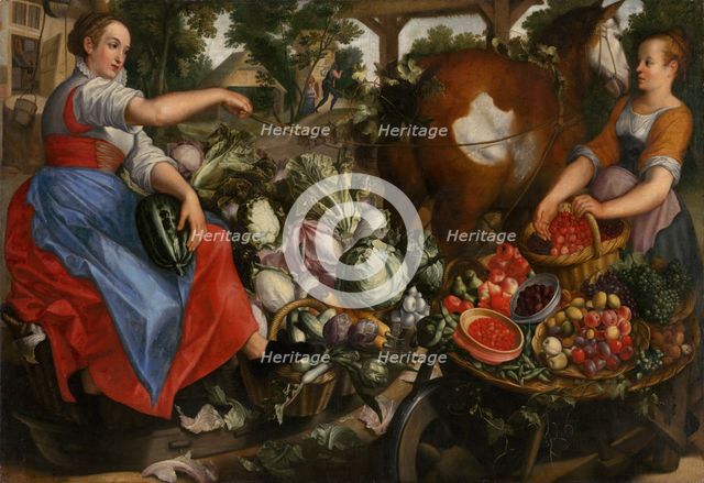 Women with Vegetables and Fruits, early 16th century. Creator: Circle of Joachim Beuckelaer.