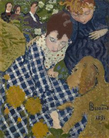 Women With A Dog, 1891. Creator: Pierre Bonnard