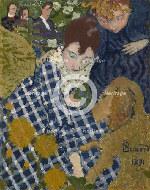 Women With A Dog, 1891. Creator: Pierre Bonnard.