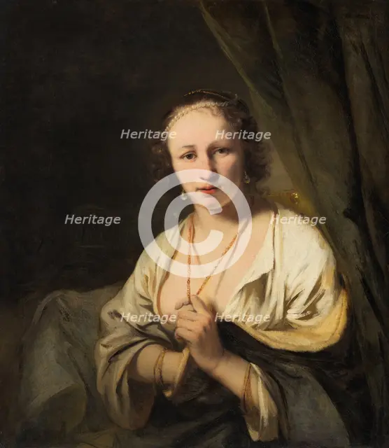 Women with Pearls in her Hair, c.1653. Creator: Ferdinand Bol.