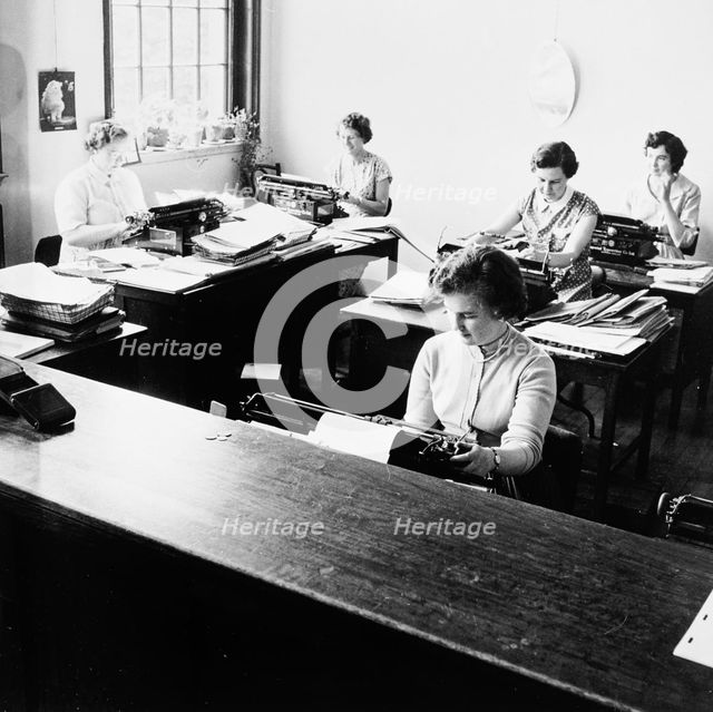 Women typists in a London office, c1950s. Creator: Henry Grant.