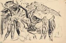 Women under trees, around 1922. Creator: Vilmos Aba-Novák