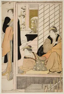 Women Viewing a Snowy Garden from a Parlor, c. 1786. Creator: Torii Kiyonaga