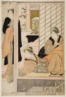Women Viewing a Snowy Garden from a Parlor, c. 1786. Creator: Torii Kiyonaga