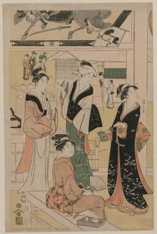 Women Visiting a Tea Stall on the Precincts of a Temple, early 1790s. Creator: Ch?bunsai Eishi (Japanese, 1756-1829)