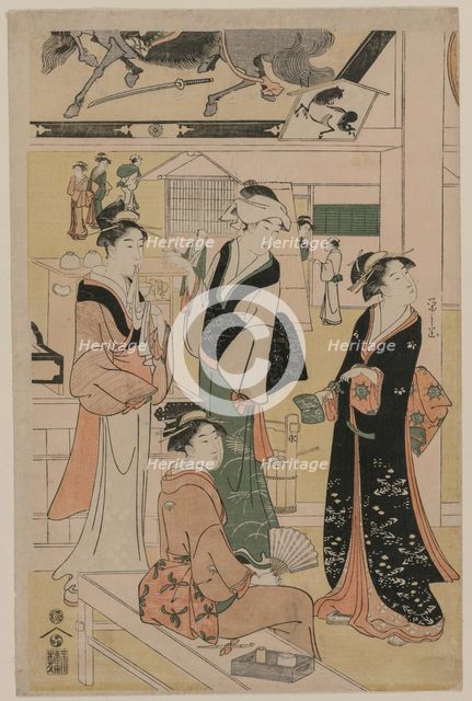 Women Visiting a Tea Stall on the Precincts of a Temple, early 1790s. Creator: Ch?bunsai Eishi (Japanese, 1756-1829).