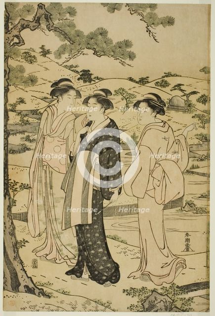 Women Visiting an Inari Shrine, c. 1780/1801. Creator: Katsukawa Shuncho.