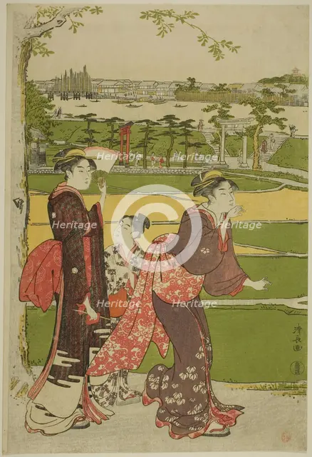 Women Visiting Mimeguri Shrine, c. 1787. Creator: Torii Kiyonaga.