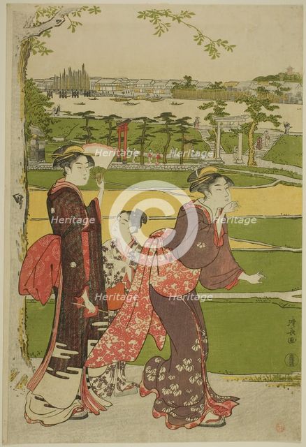 Women Visiting Mimeguri Shrine, c. 1787. Creator: Torii Kiyonaga.