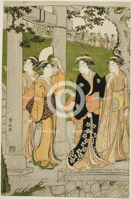 Women Visiting Mimeguri Shrine, c. 1788. Creator: Torii Kiyonaga.
