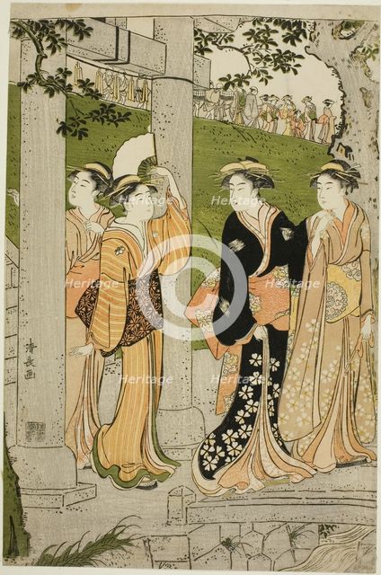 Women Visiting Mimeguri Shrine, c. 1788. Creator: Torii Kiyonaga.