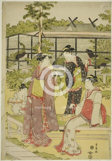 Women Visiting the Bird and Flower Teahouse (Kachojaya), c. 1792/93. Creator: Utagawa Toyokuni I.