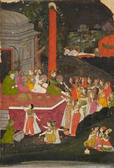 Women visiting the tomb of a maz'ar, or Muslim holy man, at night, late 18th century