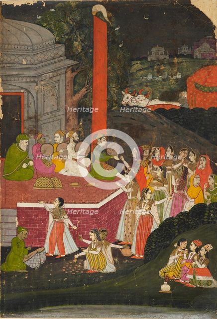 Women visiting the tomb of a maz'ar, or Muslim holy man, at night, late 18th century. Artist: Unknown.
