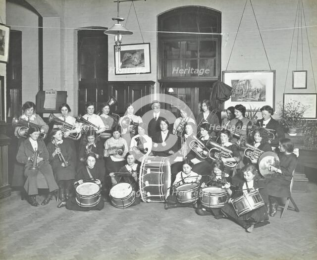 Women's brass band, Cosway Street Evening Institute for Women, London, 1914.  Artist: Unknown.