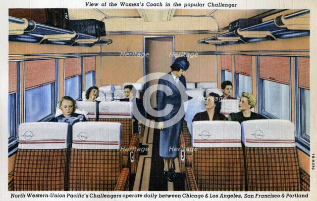 Women's coach on the North Western Union Pacific's popular 'Challenger' train, USA, 1941. Artist: Unknown