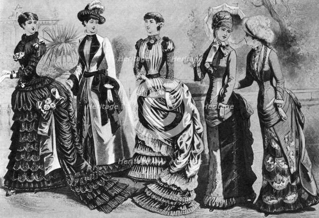 Women's fashion of the 1880s and 1890s, 1937. Artist: Unknown