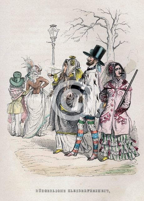 Women's Freedom of Dress, 1840s.  Creator: Grandville, Jean-Jacques (1803-1847).