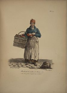 Women's Shoes seller. From the Series "Cris de Paris" (The Cries of Paris), 1815. Creator: Vernet, Carle (1758-1836)