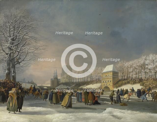 Women’s Skating Competition on the Stadsgracht in Leeuwarden, 21 January 1809, 1809. Creator: Nicolaus Baur.
