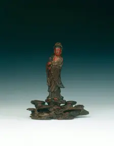 Wood and lacquer figure of Guanyin, China, 1644-1700. Creator: Unknown