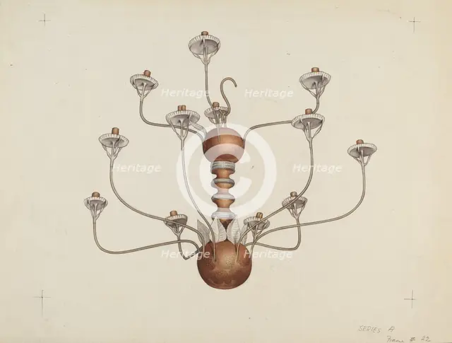 Wood and Tin Chandelier, c. 1937. Creator: George Constantine.
