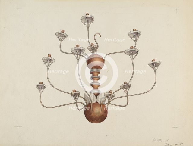 Wood and Tin Chandelier, c. 1937. Creator: George Constantine.