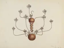 Wood and Tin Chandelier, c. 1937. Creator: George Constantine