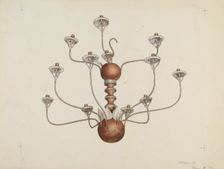 Wood and Tin Chandelier, c. 1937. Creator: George Constantine