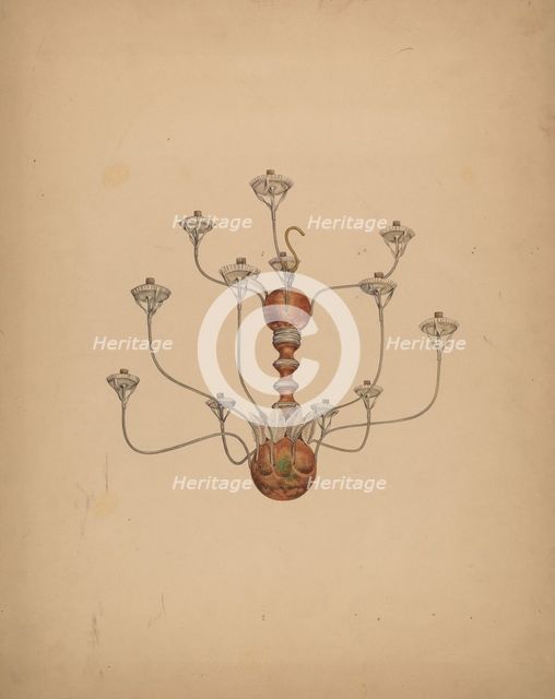 Wood and Tin Chandelier, c. 1937. Creator: George Constantine;Constantine, George.