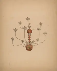 Wood and Tin Chandelier, c. 1937. Creator: George Constantine;Constantine, George
