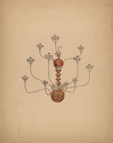 Wood and Tin Chandelier, c. 1937. Creator: George Constantine;Constantine, George