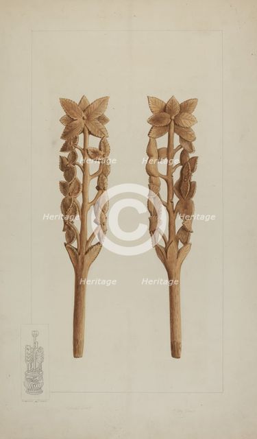 Wood Carving, 1935/1942. Creator: A. R. Tolman.